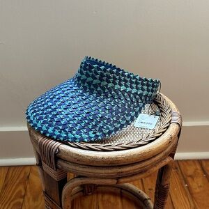 Free People Blue and Green Woven Visor